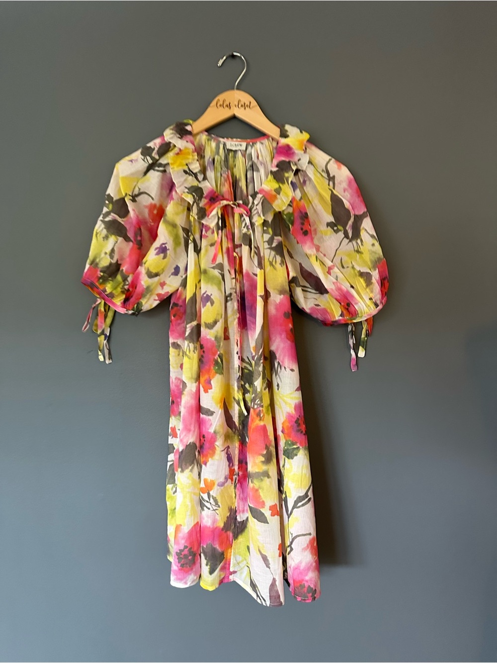 Jcrew Floral Puff-Sleeve Midi Cover Up Dress. Perfect Condition Small - Picture 1 of 13